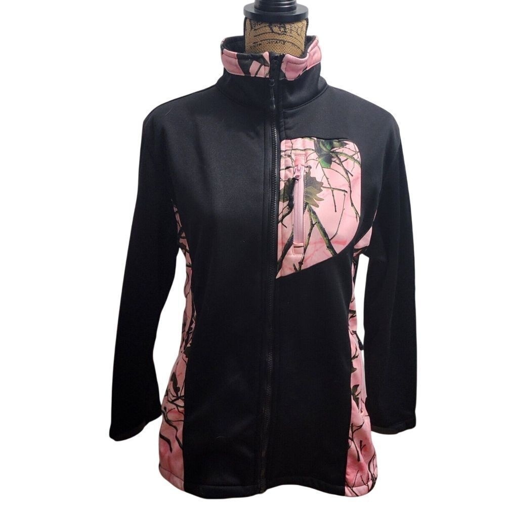 Pink Camo Black‎ Full-Zip Fleece Jacket Outdoor Hunting Activewear